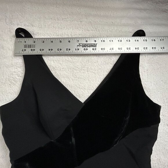 Andrea Polizzi For Rex Lester Black Velvet Striped Mini Dress Size 10 Lined - Picture 5 of 9